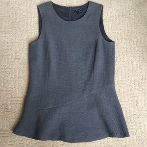 Theory gray sleeveless wool top with flared waist